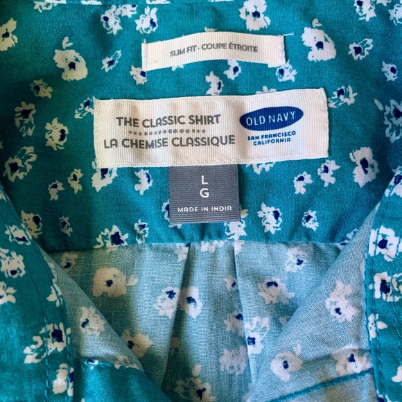 Old Navy Slim Fit Blue Floral Button Down - Picture 3 of 5